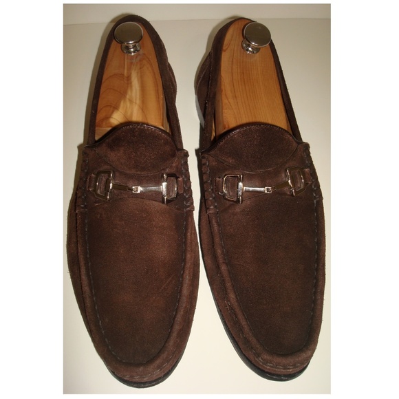 GUCCI Brown Suede Leather w/ Silver Horse Bits Moc Toe Loafers - Picture 3 of 12
